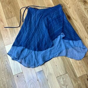 Asymmetrical Blue Women's wrap Skirt, natural fibers from Hawaii- adjustable